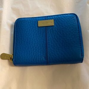 EUC Cole Haan Small Leather Wallet,, Blue, 5” X 4”, 4 card/i.d. slots,zippers gd